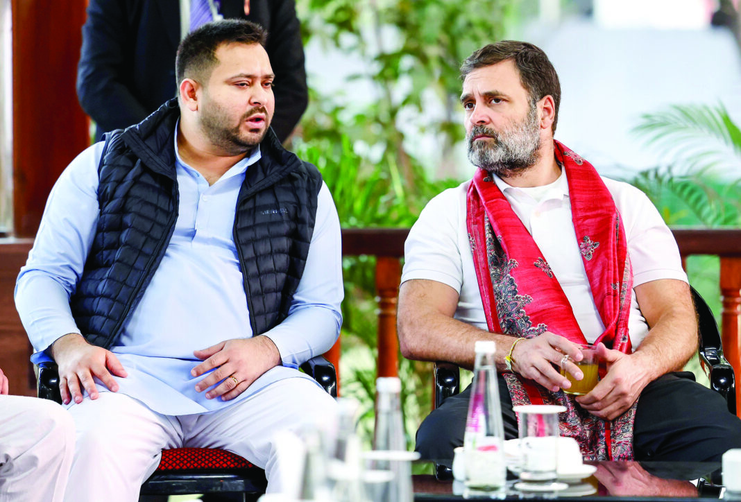 File photo of Congress president Rahul Gandhi with RJD leader Tejashwi Yadav
