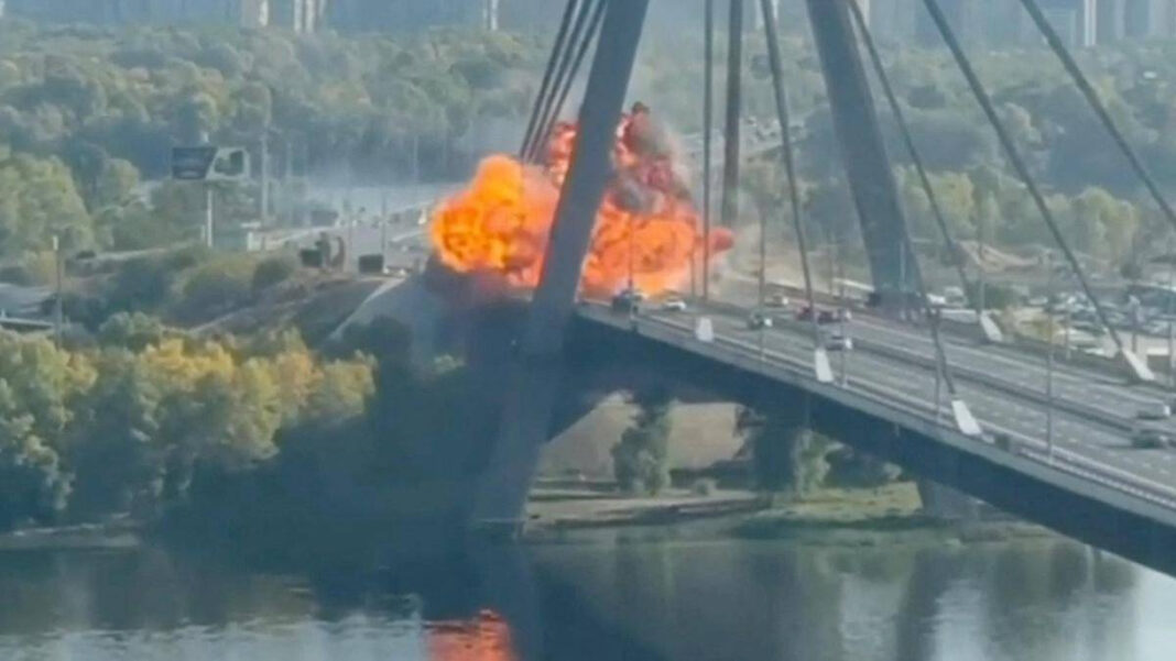 Russia Strikes Kyiv Bridge and Targets Two Vessels in the Black Sea "Russia Attacks Kyiv Bridge and Black Sea Vessels: Latest Developments"