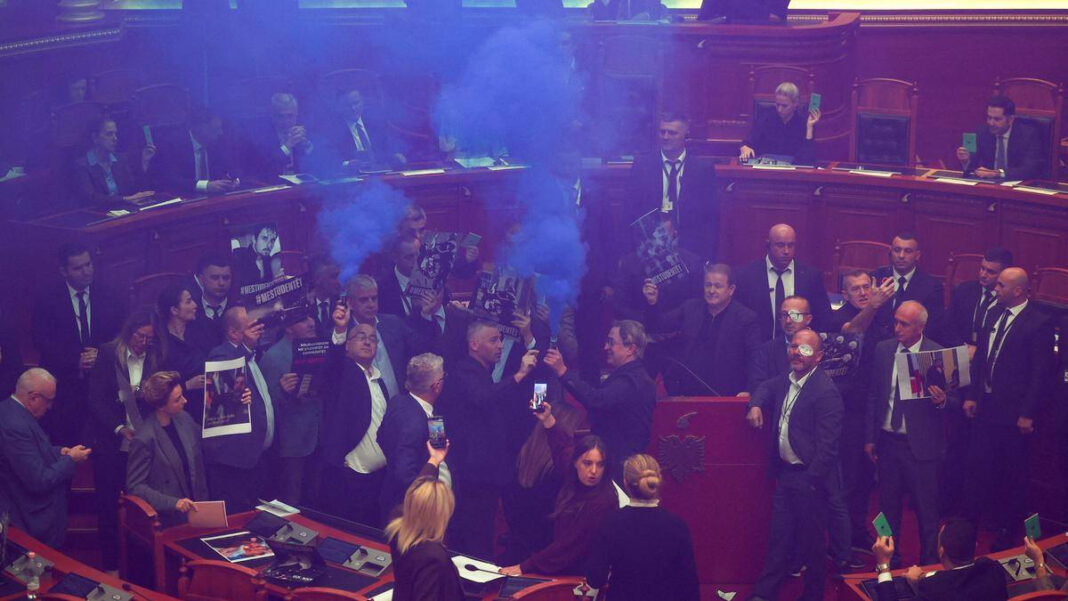 Albania opposition disrupts parliament session after violent street protests Albania opposition disrupts parliament session after violent street protests