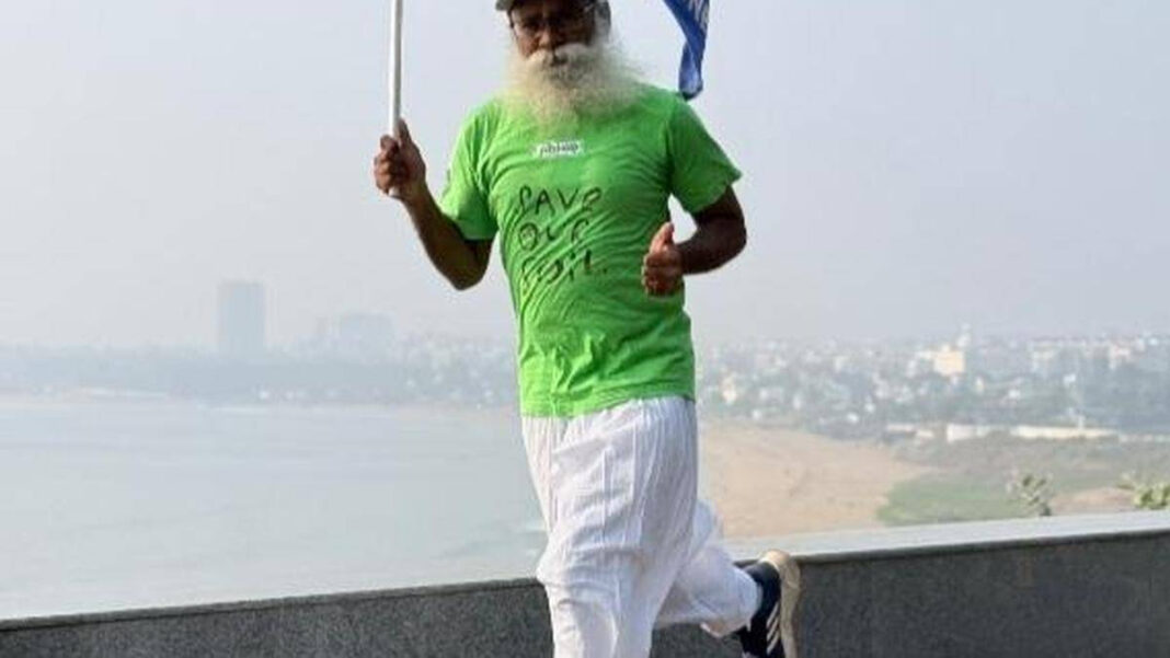58-Year-Old Engineer Runs Vizag Half Marathon to Support Save Soil 58-Year-Old Engineer Runs Vizag Half Marathon for Save Soil